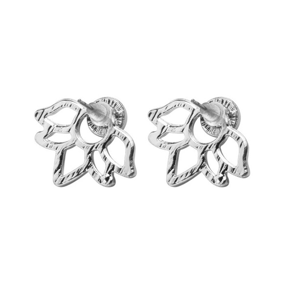 🆕 Lotus Leaf Earring Jacket Studs - Picture 5 of 7